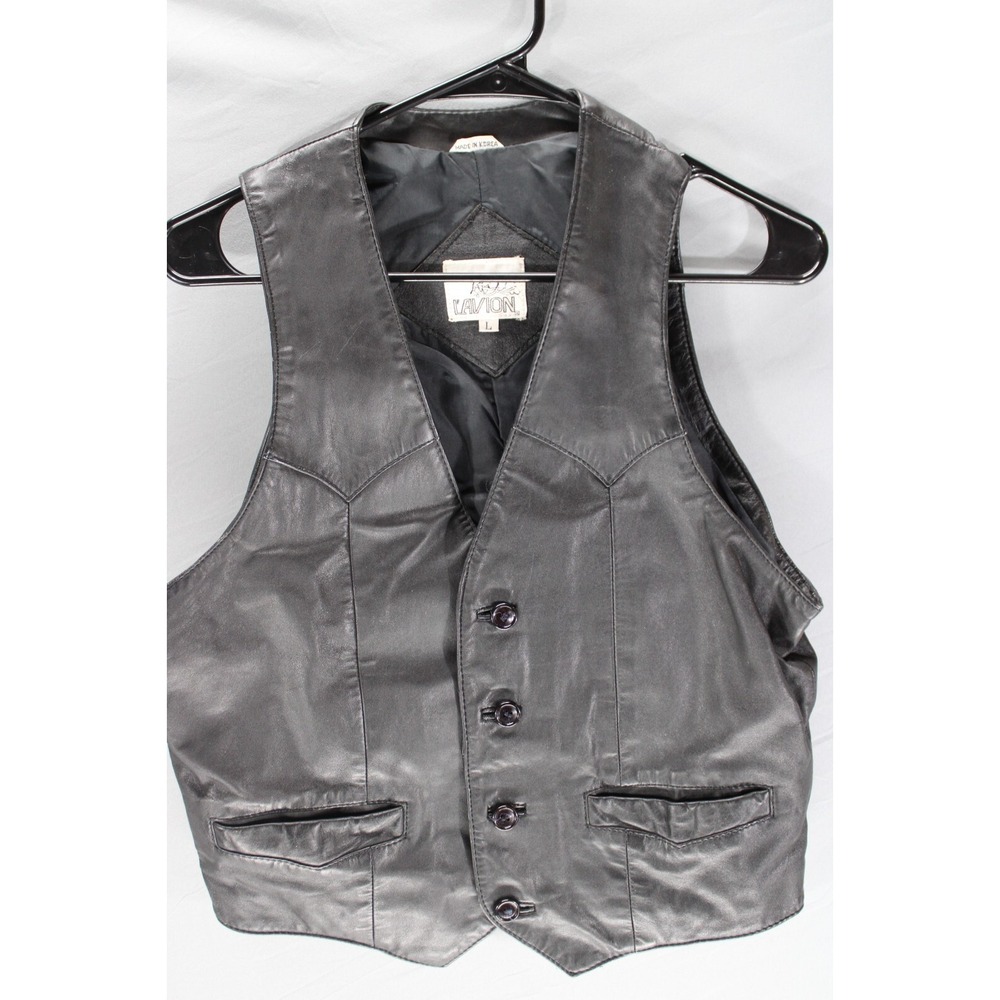 Lavion Leather Vest Black‎ Size Large
